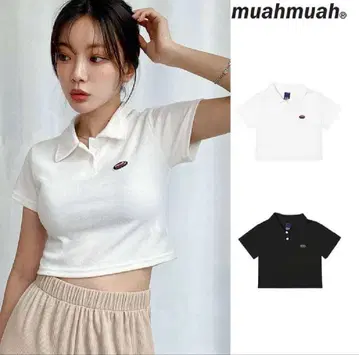 muah muah 반팔 피케 셔츠 화이트 F