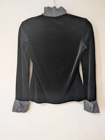 벨벳 하이넥 셔츠 체크 커프스