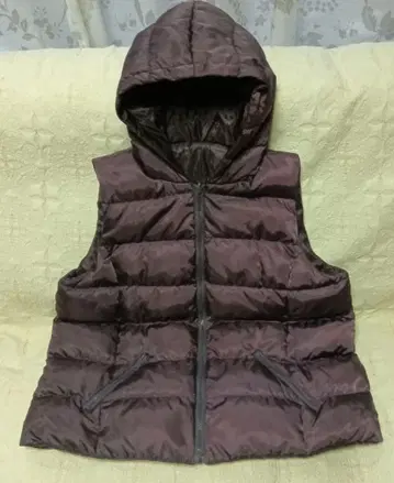밀라노 MILAN 후드 부착 다운 베스트 다크 퍼플 보라색 리버서블 L