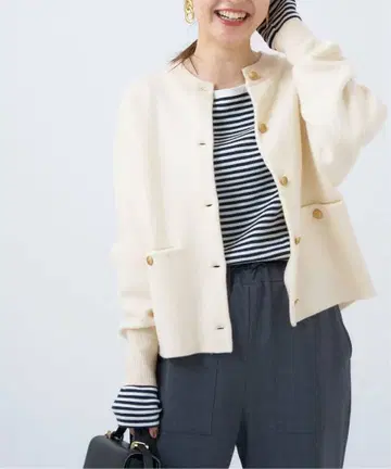 IENA 더블 페이스 니트 가디건 화이트