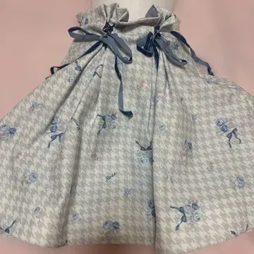 플레어 스커트 파랑과 화이트 체크 무늬