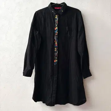 graniph 그라니프 꽃무늬 자수 셔츠 원피스 튜닉 기장 블랙 F