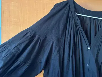 블랙 셔츠 원피스 / 7분 소매