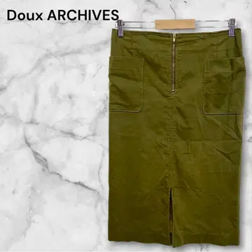 듀오 아카이브 올리브 그린 타이트 스커트 양쪽 포켓 안감 있음 S 사이즈