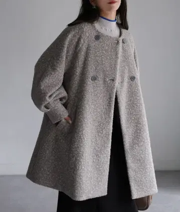 그레이 더블 버튼 코트