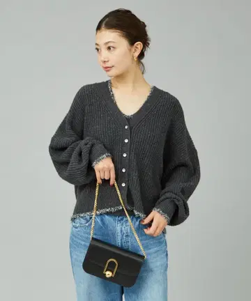 Rouge vif Anna 울 혼방 페더 라인 앙상블 니트