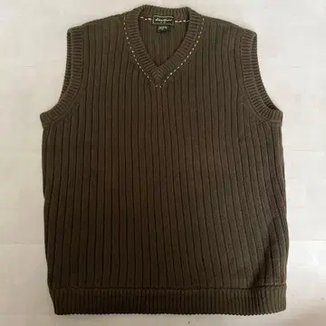 에디바우어 카키 V넥 베스트 M