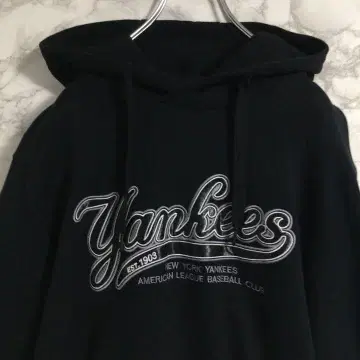 [빅 로고] 뉴욕 양키스 원포인트 자수 PO 후드티 블랙 XL