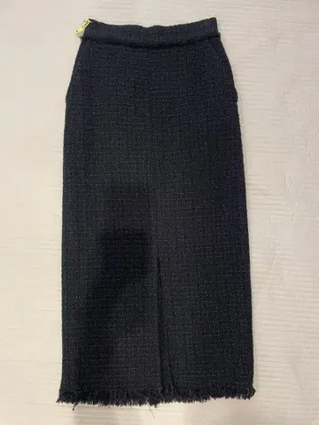 프레이 아이디 블랙 트위드 타이트 스커트 프린지