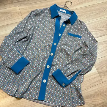 마치코 진토 도트 블라우스 블루 올 패턴