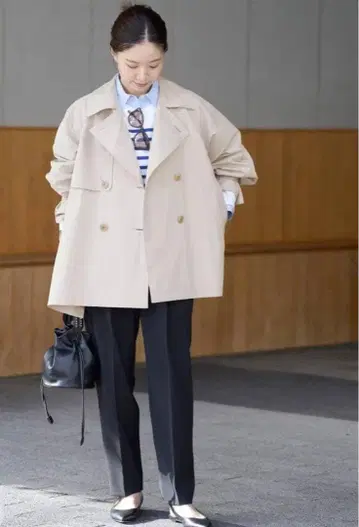 IENA PE/포플린 오버 숏코트 베이지 36