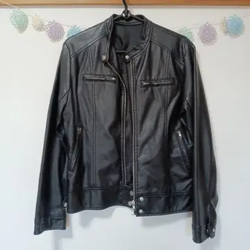 블랙 가죽 라이더 자켓 L 사이즈