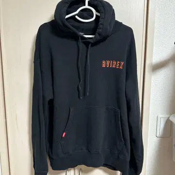 AVIREX 블랙 BULLDOGS 풀오버 후드티