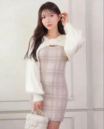 립서비스 리본 페더 앙상블 니트 원피스