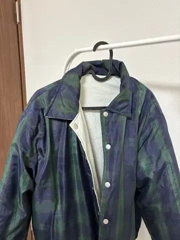 나일론 자켓 다크 그린 네이비 체크