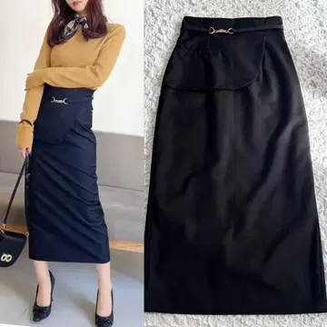 리젝시 RESEXXY 레이어드 디자인 타이트 스커트 블랙 프리