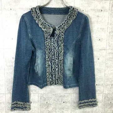 GALLERY VISCONTI 구제 의류 프릴 노카라 데님 자켓