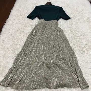 FRAY I.D 플리츠 스커트 그린 Mila Owen 리브 니트