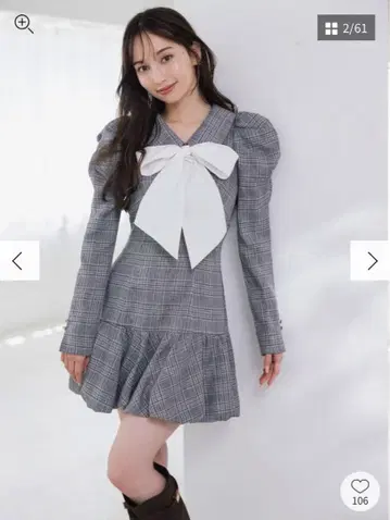 dazzlin 벌룬 체크 미니 원피스