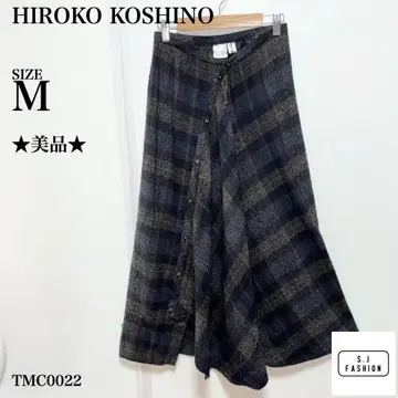 히로코코시노 랩스커트 롱 플레어 울 어시멘틀리 네이비 M