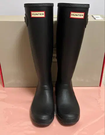 박스 있음 HUNTER 블랙 레인부츠 UK 4