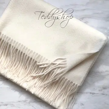 최고급 캐시미어 100% 대형 스톨 밀키 화이트