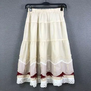 PINK HOUSE 피코프릴 딸기 케이크 롱 스커트 베이지