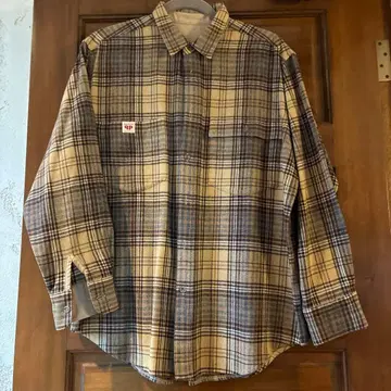 Papas 베이지 계열 체크 플란넬 긴팔 셔츠 M
