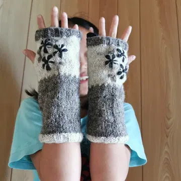 손뜨개질 장갑 암워머 암커버 울 손뜨개질 안쪽 플리스