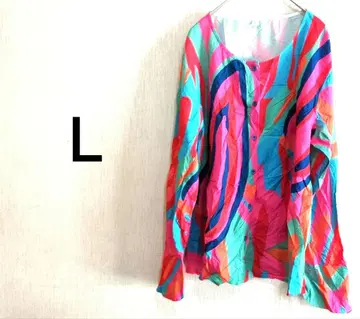 컬러풀 추상 무늬 긴팔 셔츠 [ L ]