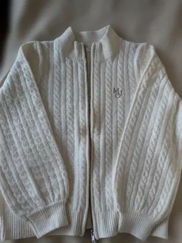 화이트 케이블 니트, 더블 지퍼 가디건