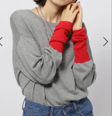 새상품 니코앤드 캐시미어 혼방 배색 니트 풀오버 그레이 L 사이즈