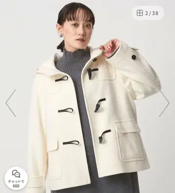 화이트 더플 코트 후드 부착 s