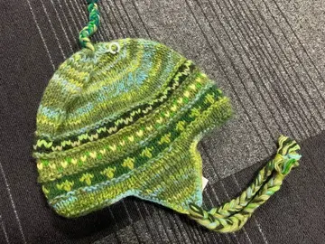 미사용 새상품 네팔제 울 100% 귀마개 니트 모자 비니 M