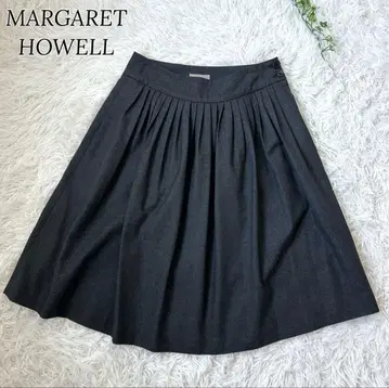 마가렛호웰 플리츠 울 플레어 무릎 기장 스커트