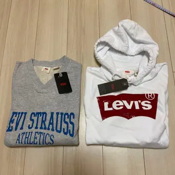 택 포함 새상품 미사용 Levi's 그레이 맨투맨 후드티 2개 세트 판매