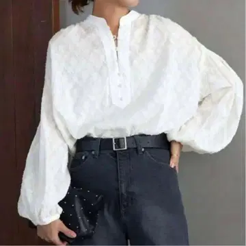 저널 스탠다드 리룸 코튼 자카드 개더 블라우스