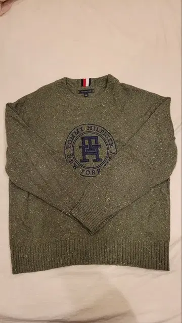 타미 힐피거 니트 스웨터 올리브 그린 L 사이즈