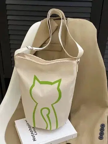 고양이 실루엣 캔버스 숄더백
