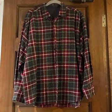 Papas 빨간색과 블랙 체크 무늬 긴팔 셔츠 L