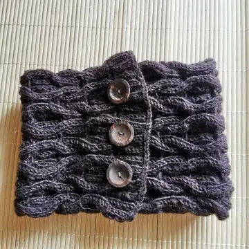 손뜨개질 넥워머 머플러 울 버튼 포함 손뜨개