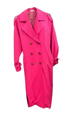 EVRIS 핑크 더블 브레스트 트렌치코트