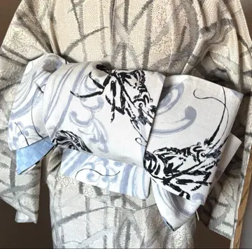 어른용 헤코 오비 대하와 파도 화이트 계열