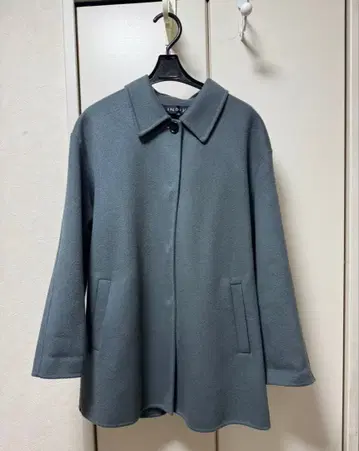 INDIVI 인디비 울 숏코트 블루 그레이 S 일자 단추 출퇴근