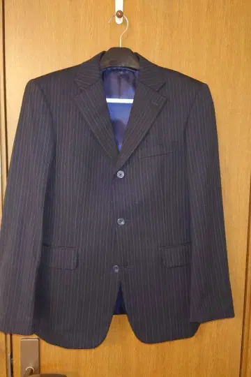 니콜 비즈니스 정장 세트 블랙 스트라이프 L 46 싱글 수트