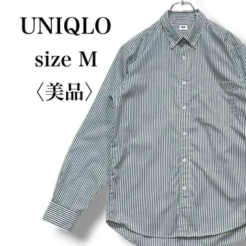 새상품급 유니클로 그린 스트라이프 BD 긴팔 브로드 셔츠 면 100% M