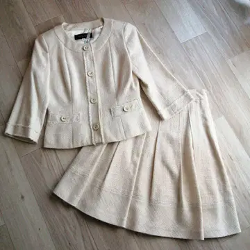 MICHELKLEIN 아이보리 트위드 셋업 수트