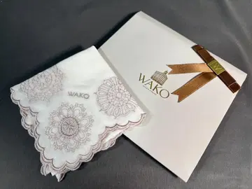 WAKO 자수 손수건 약 40cm x 40cm 레이스 와코 면 100%