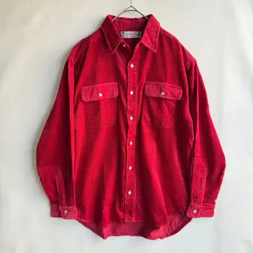 구제 의류 90s 남성용 코듀로이 긴팔 셔츠 굵은 폭 빨간색