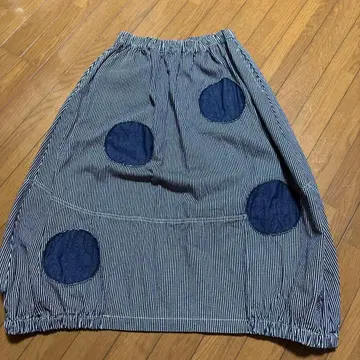 mili mili 스트라이프 데님 패치 롱 스커트